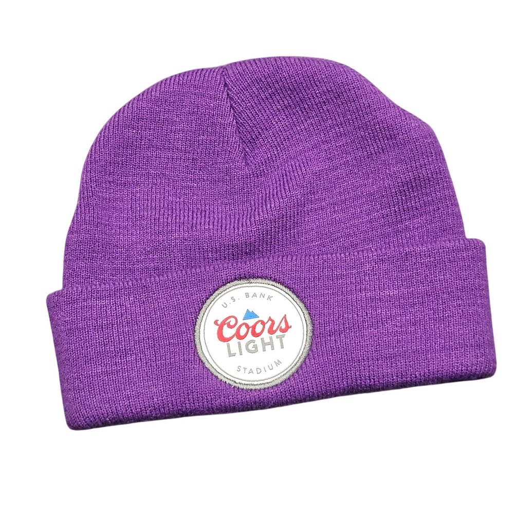 Coors Light Beanie Hat Purple Winter Camp US Bank Stadium Knit Minnesota Cap